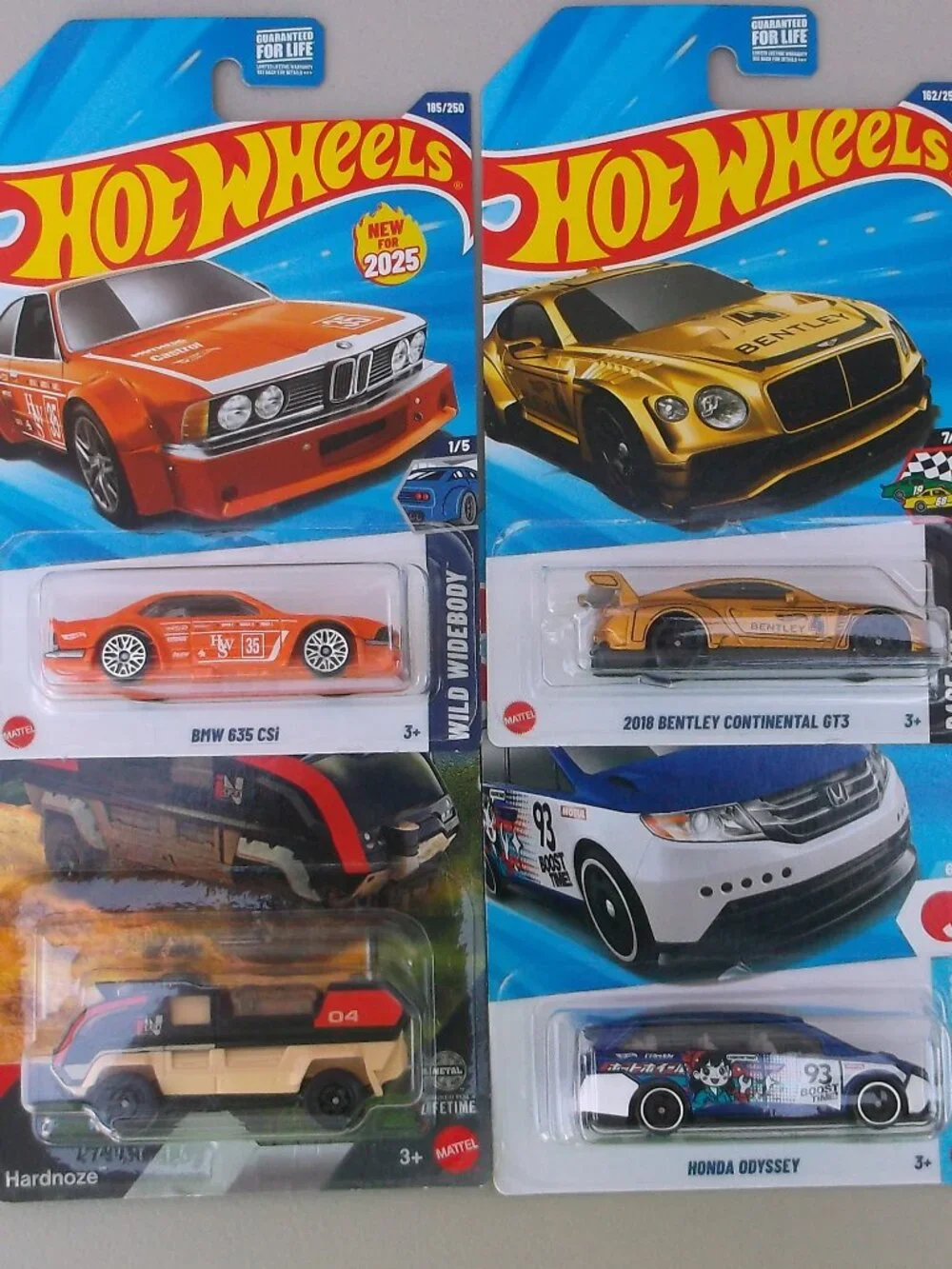 NWT Hot Wheels + Matchbox Bundle – BMW 635 CSI, Bentley GT3, Hardnoze, Honda Ody